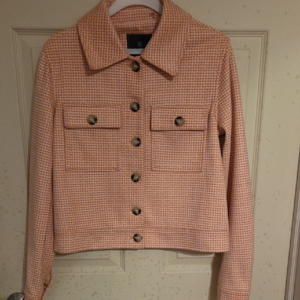 Bagatelle Coral Houndstooth Blazer